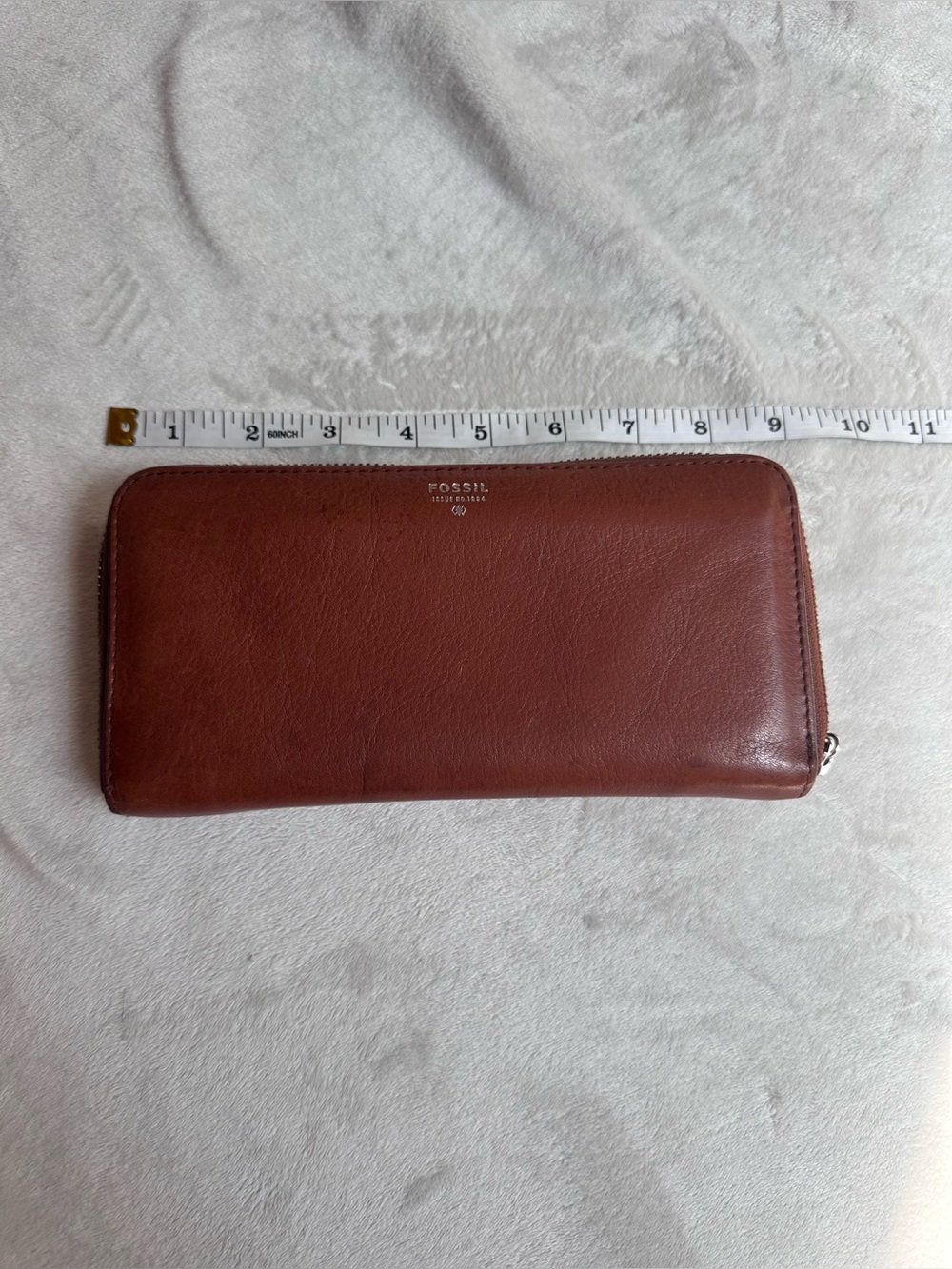 Fossil Chestnut Brown Leather Zip Wallet